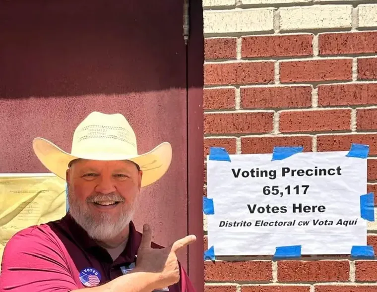 At the Precinct 65 voting location — helping folks find the right place to cast a ballot.